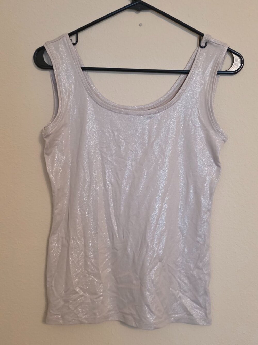 White House Black Market Shiny Pink Beige Tank Top Size S
